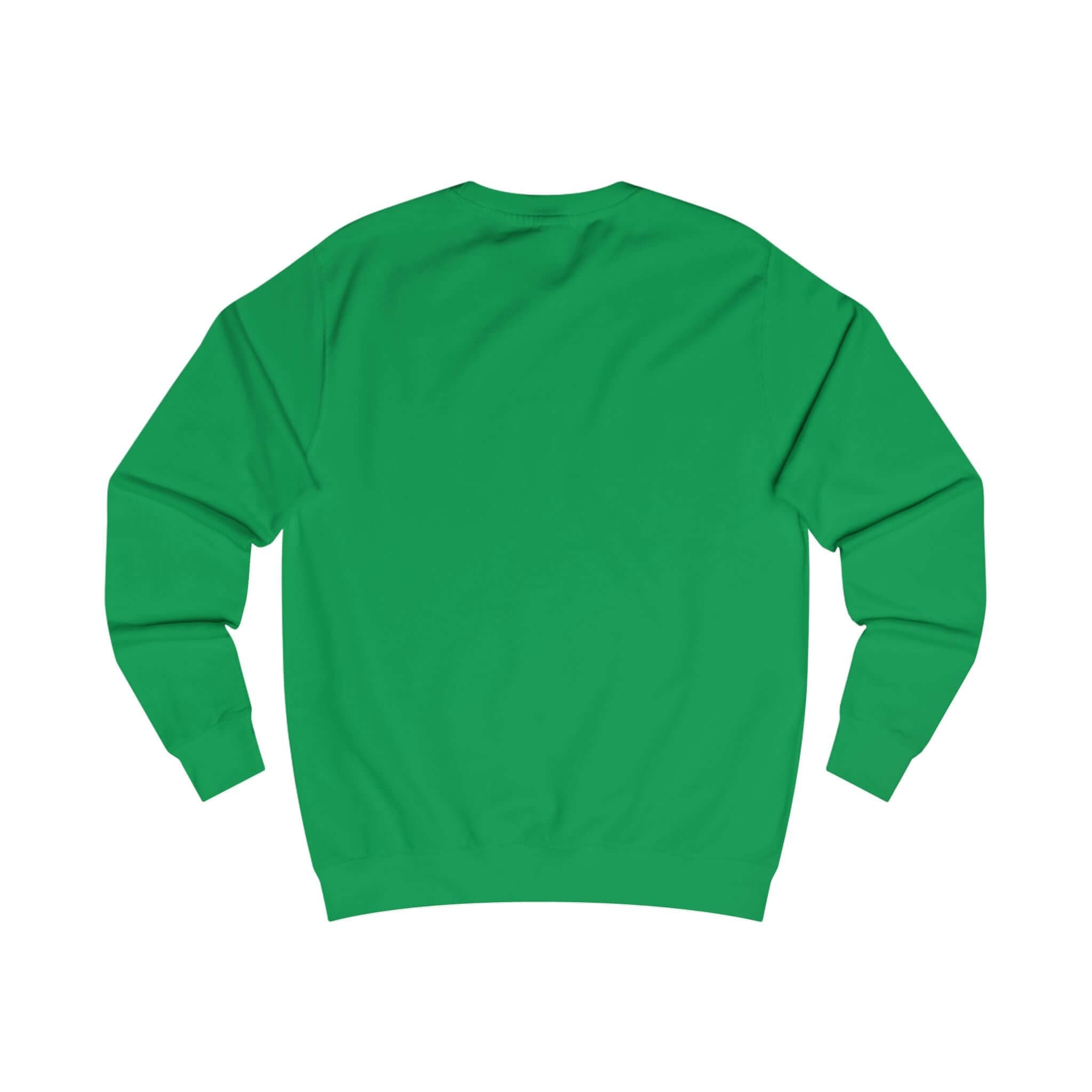 Back view of E.UNNE Minimalist Logo Sweatshirt — Unisex Casual Crewneck in vibrant green color.