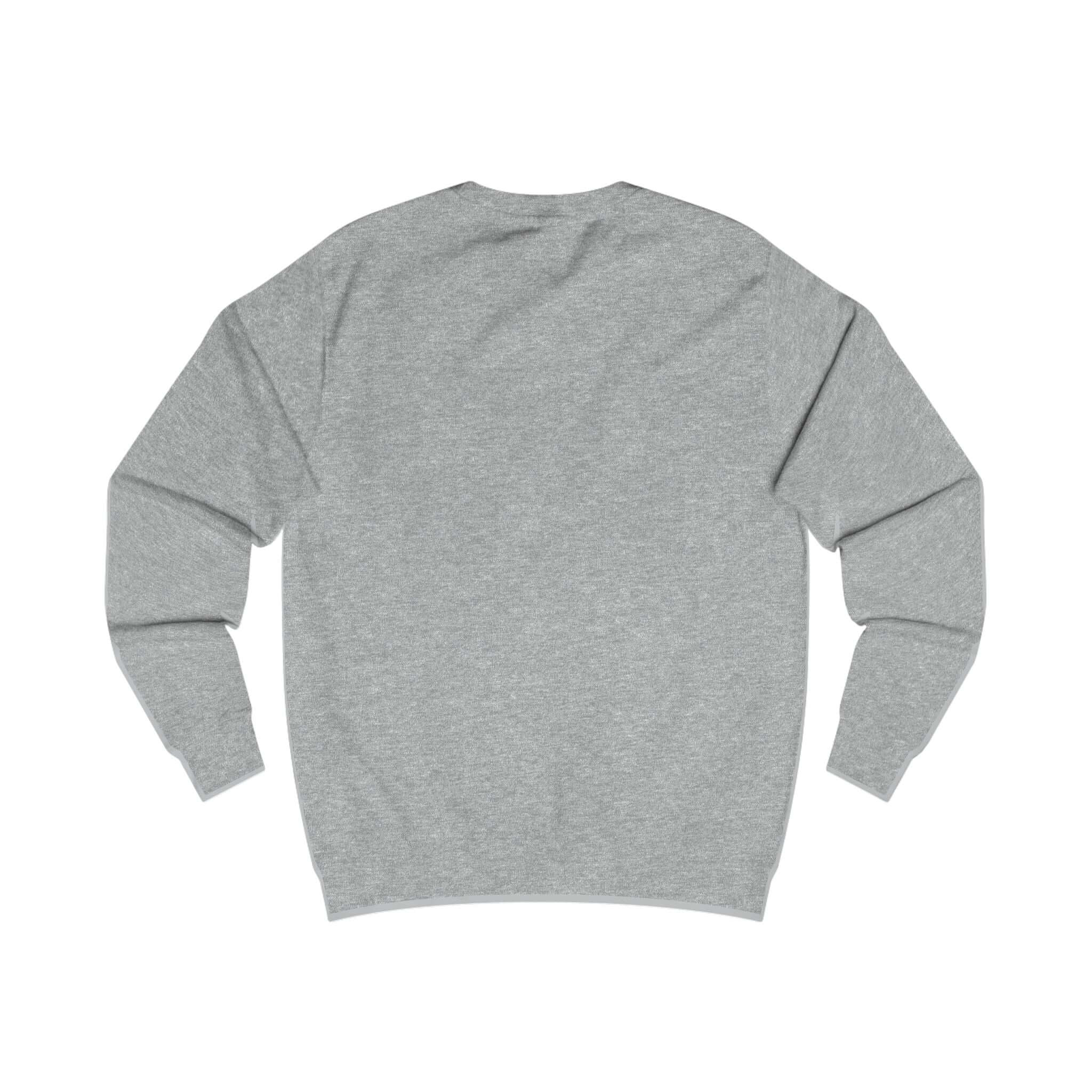 Back view of E.UNNE Minimalist Logo Sweatshirt — Unisex Casual Crewneck in gray color.