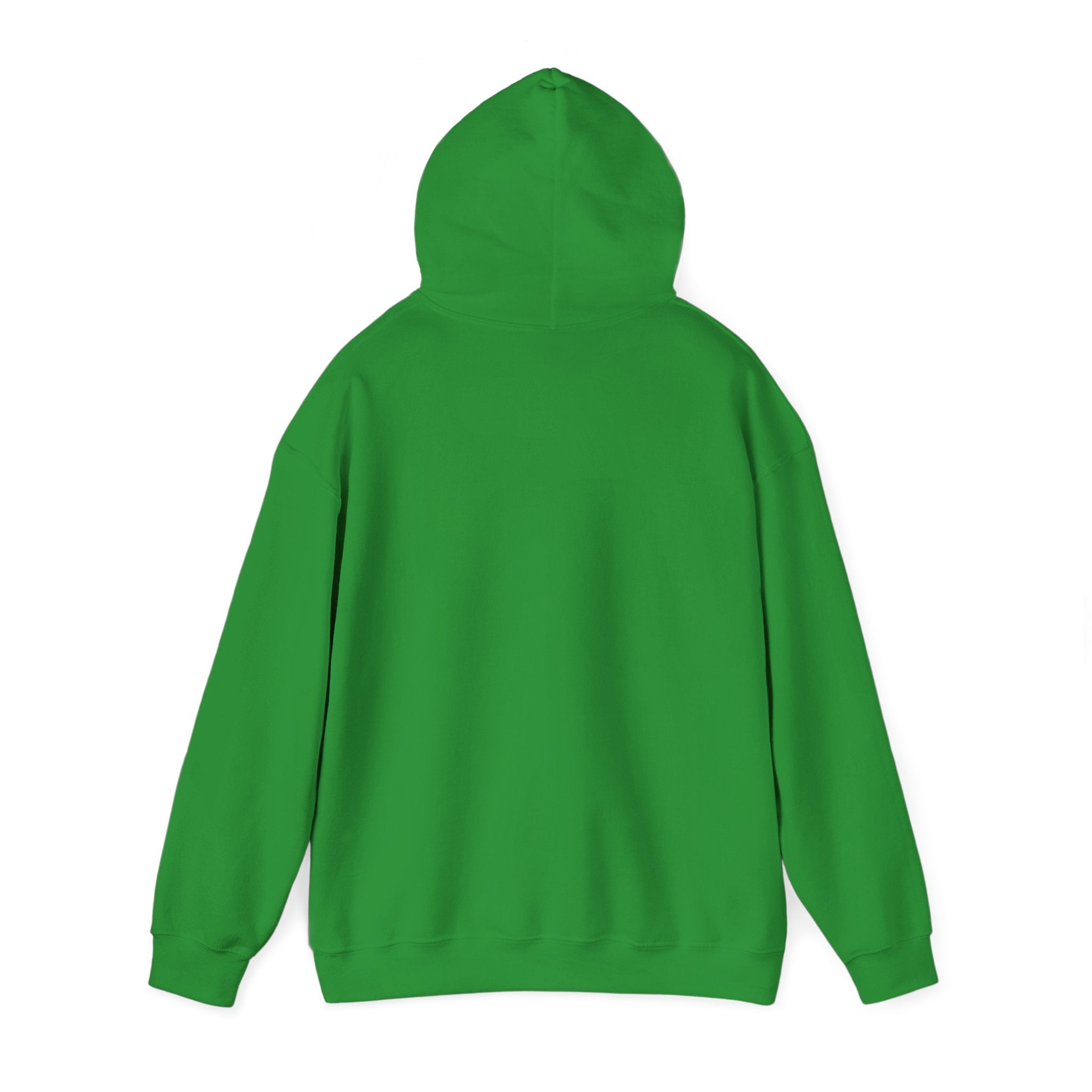 E.UNNE Logo Hoodie — Minimal Monogram Pullover back view in vibrant green color.