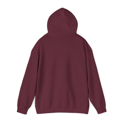 E.UNNE Logo Hoodie — Minimal Monogram Pullover back view showing maroon color and double-lined hood design.