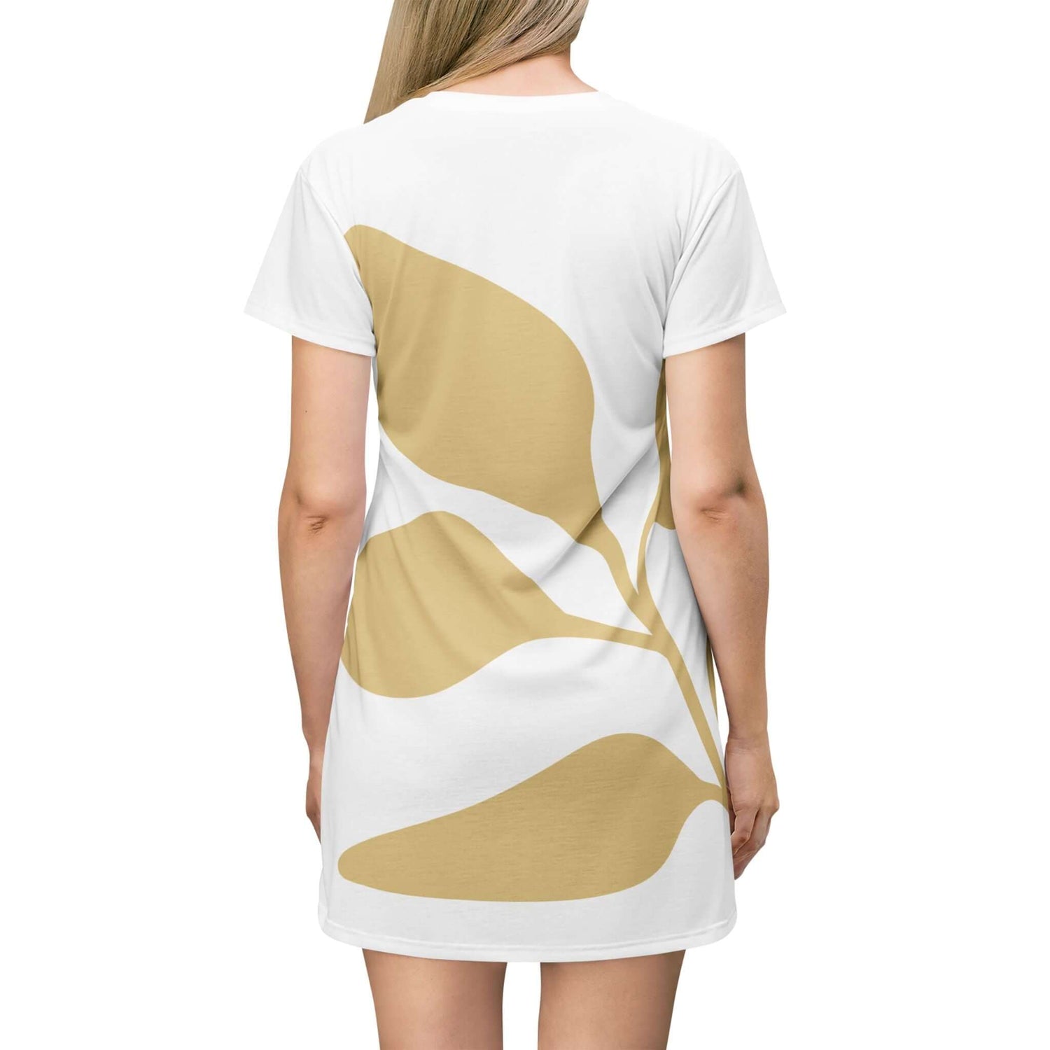 Botanical Leaf T-Shirt Dress — E.UNNE All-Over Print Casual Summer Dress