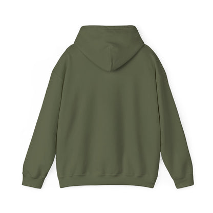 E.UNNE Logo Hoodie — Minimal Monogram Pullover back view in olive green, showcasing the clean and minimalist design.