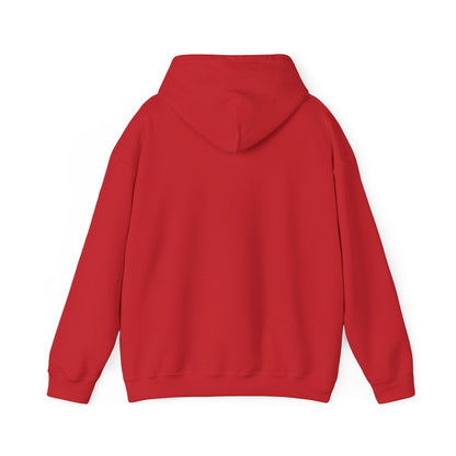 E.UNNE Logo Hoodie — Minimal Monogram Pullover back view in red, showcasing a cozy and modern design.