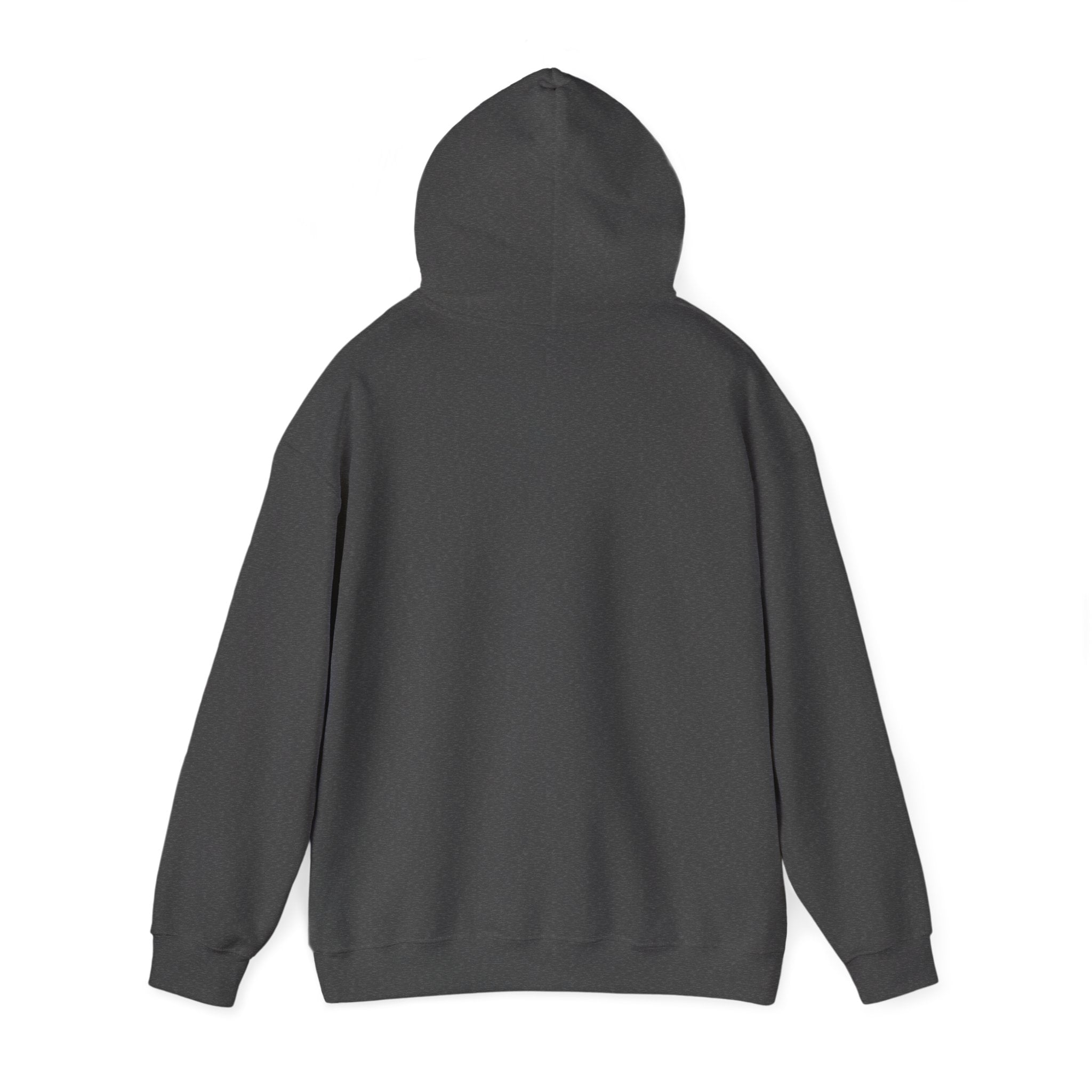 E.UNNE Logo Hoodie — Minimal Monogram Pullover back view of grey hoodie