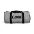 Personalized Gray Duffel Bag — Customizable Gym & Travel Weekender with black logo and sturdy handles.