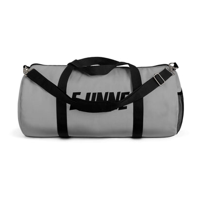 Personalized Gray Duffel Bag — Customizable Gym &amp; Travel Weekender with padded shoulder strap and secure pockets.