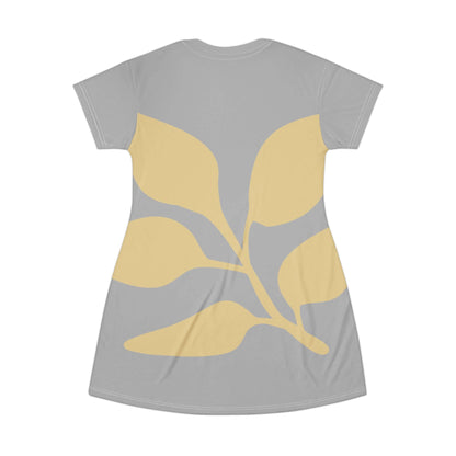 Leaf Print T-Shirt Dress — E.U.NNE Monogram Casual Summer Dress