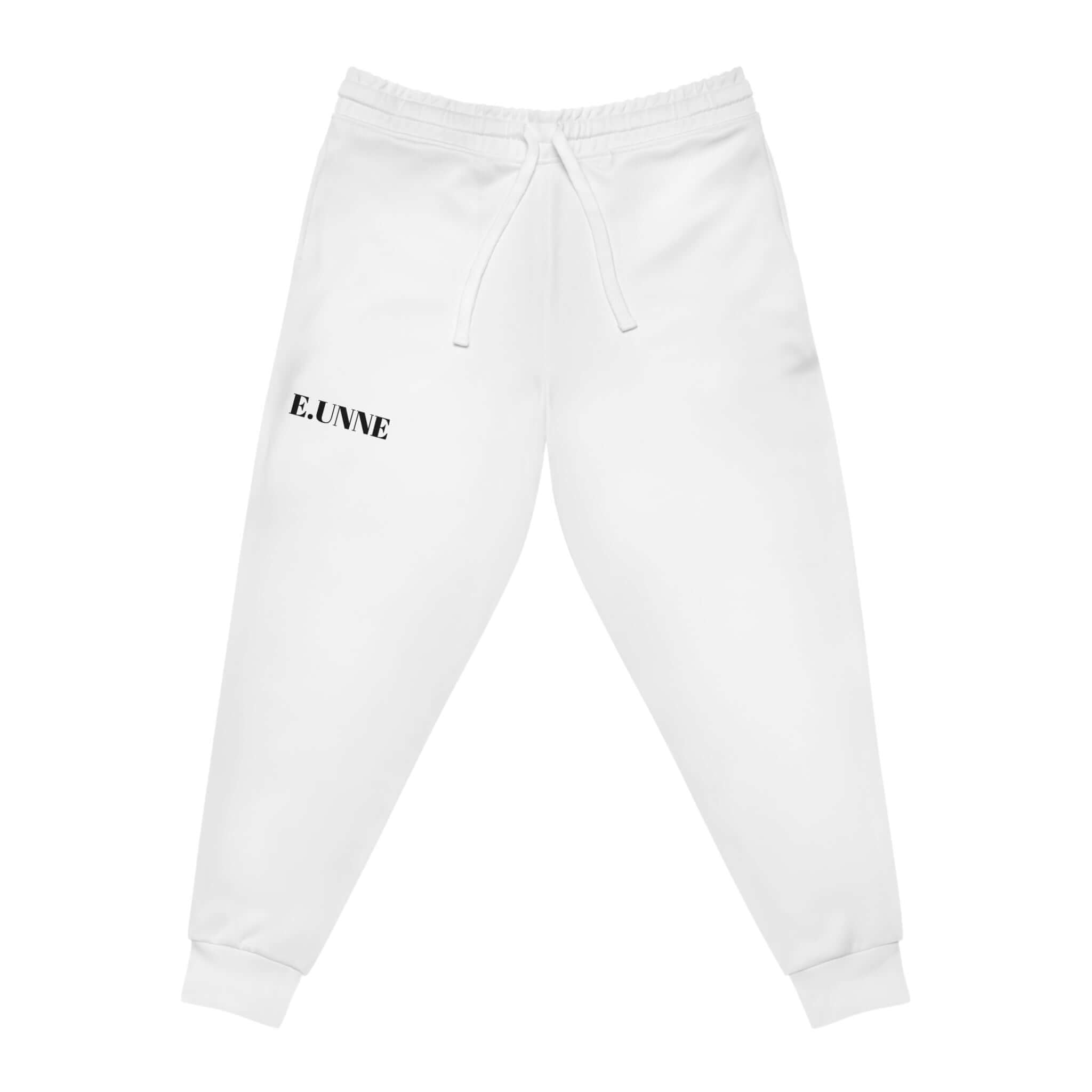 Athletic Joggers — Minimal White AOP Sweatpants with Small Black, featuring a drawstring waist and deep pockets.