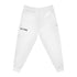 Athletic Joggers — Minimal White AOP Sweatpants with Small Black, featuring a drawstring waist and deep pockets.