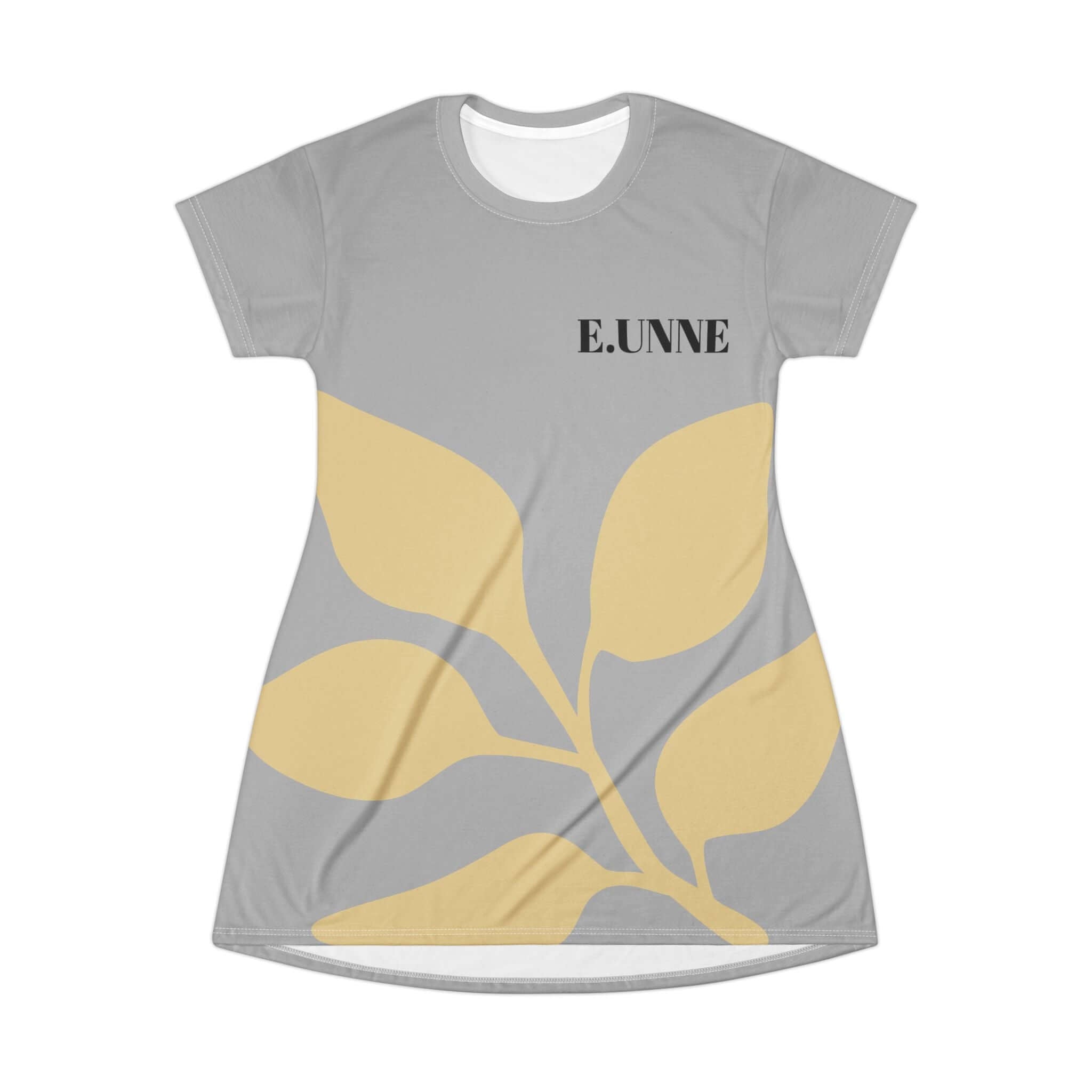 Leaf Print T-Shirt Dress — E.U.NNE Monogram Casual Summer Dress