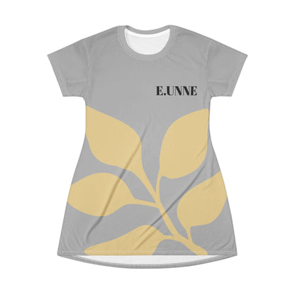 Leaf Print T-Shirt Dress — E.U.NNE Monogram Casual Summer Dress