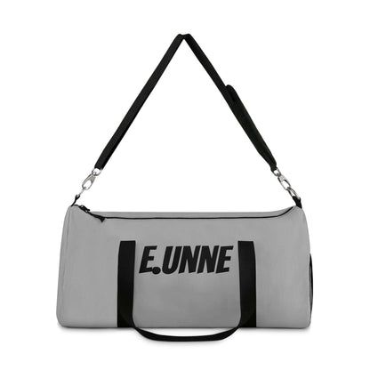 Personalized Gray Duffel Bag — Customizable Gym &amp; Travel Weekender with adjustable shoulder strap.
