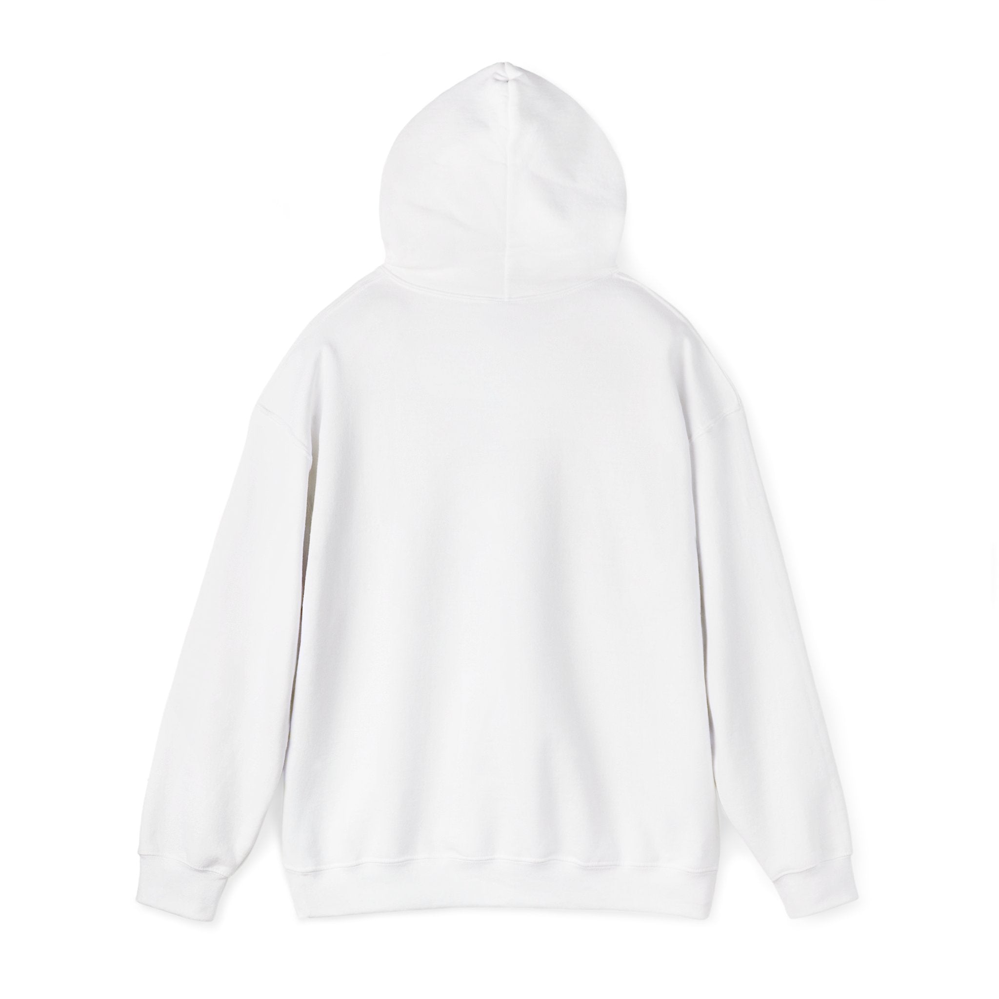 E.UNNE Logo Hoodie — Minimal Monogram Pullover back view of the soft white hoodie with a smooth finish.