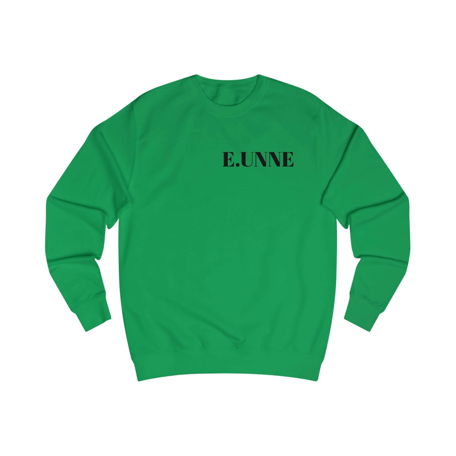 E.UNNE Minimalist Logo Sweatshirt — Unisex Casual Crewneck in green with subtle front print.