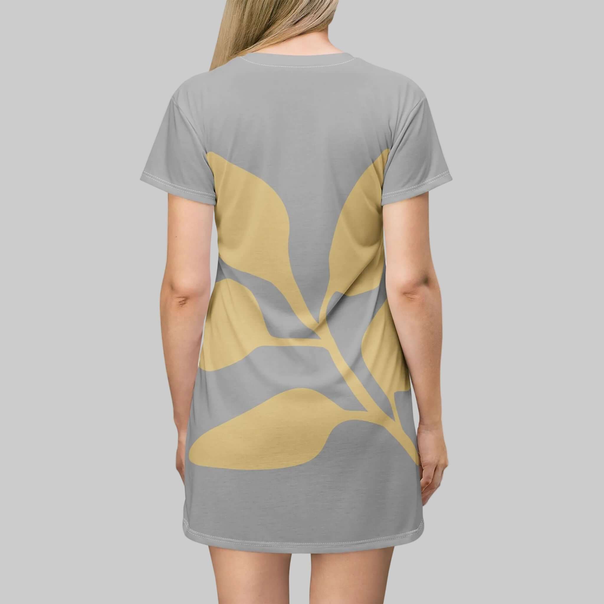 Leaf Print T-Shirt Dress — E.U.NNE Monogram Casual Summer Dress