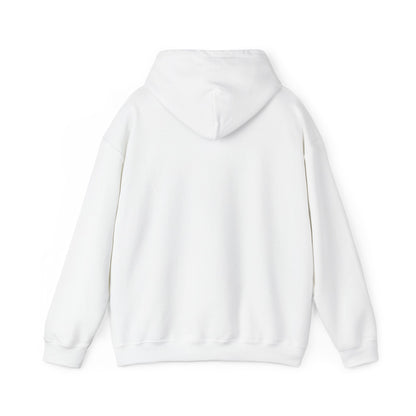 E.UNNE Logo Hoodie — Minimal Monogram Pullover back view of soft white hoodie with double-lined hood.