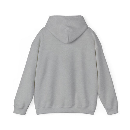 E.UNNE Logo Hoodie — Minimal Monogram Pullover back view showing soft gray fabric and double-lined hood.
