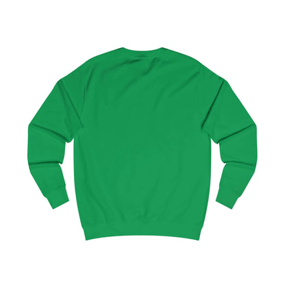 Back view of E.UNNE Minimalist Logo Sweatshirt — Unisex Casual Crewneck in vibrant green color.
