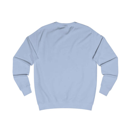 E.UNNE Minimalist Logo Sweatshirt — Unisex Casual Crewneck back view in soft blue color.