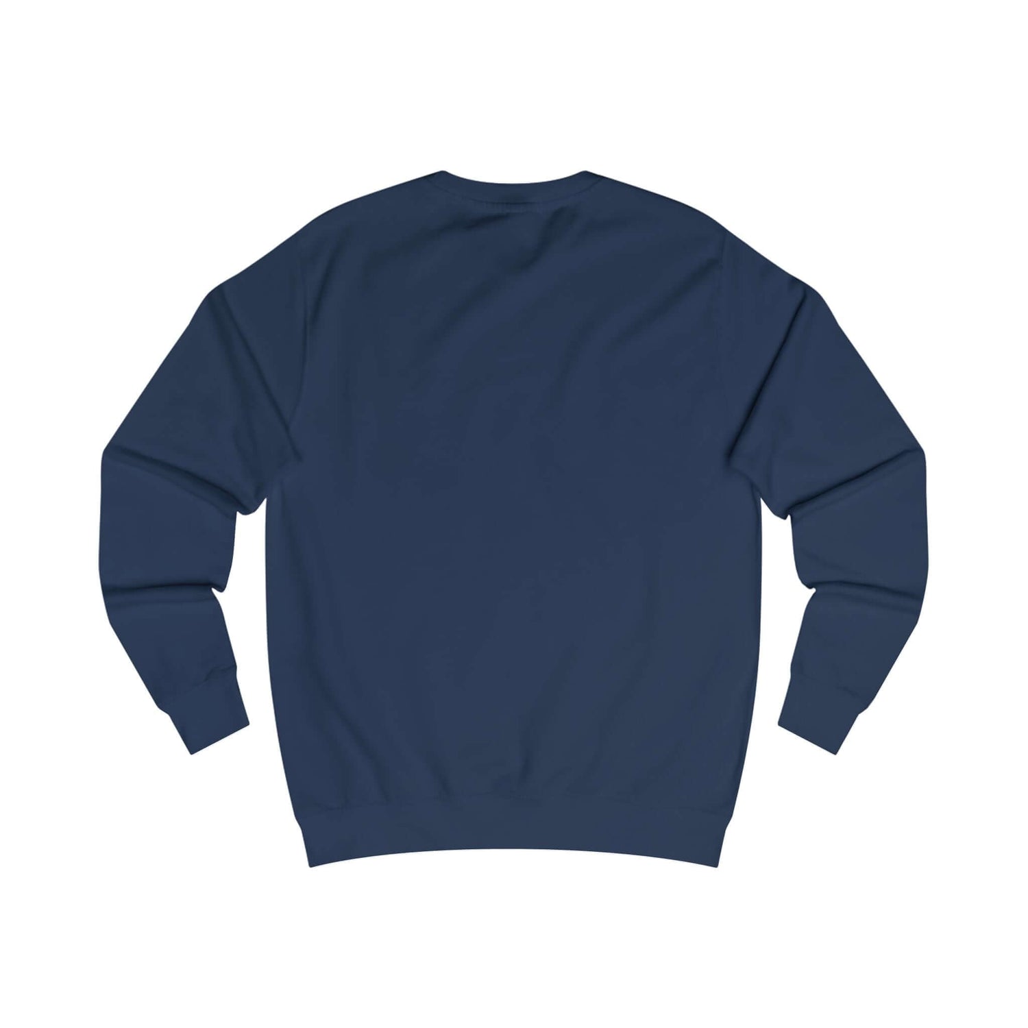 E.UNNE Minimalist Logo Sweatshirt — Unisex Casual Crewneck back view, showcasing navy color and comfortable fit.