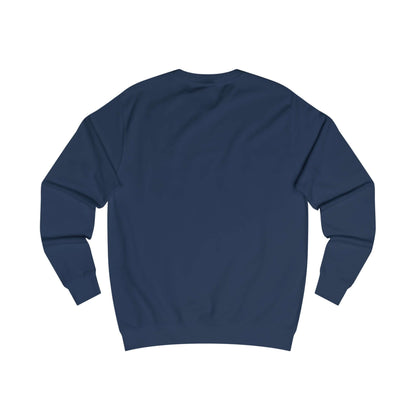 E.UNNE Minimalist Logo Sweatshirt — Unisex Casual Crewneck back view, showcasing navy color and comfortable fit.