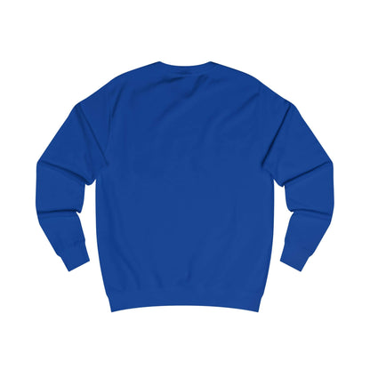 E.UNNE Minimalist Logo Sweatshirt — Unisex Casual Crewneck back view in vibrant blue color.