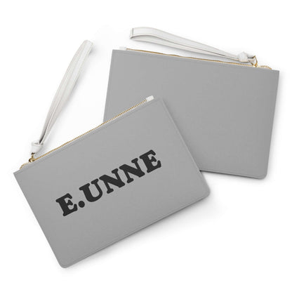 E.UNNE Clutch Bag — Elegant Evening &amp; Day Bag in stylish grey with zip fastening and loop handle.