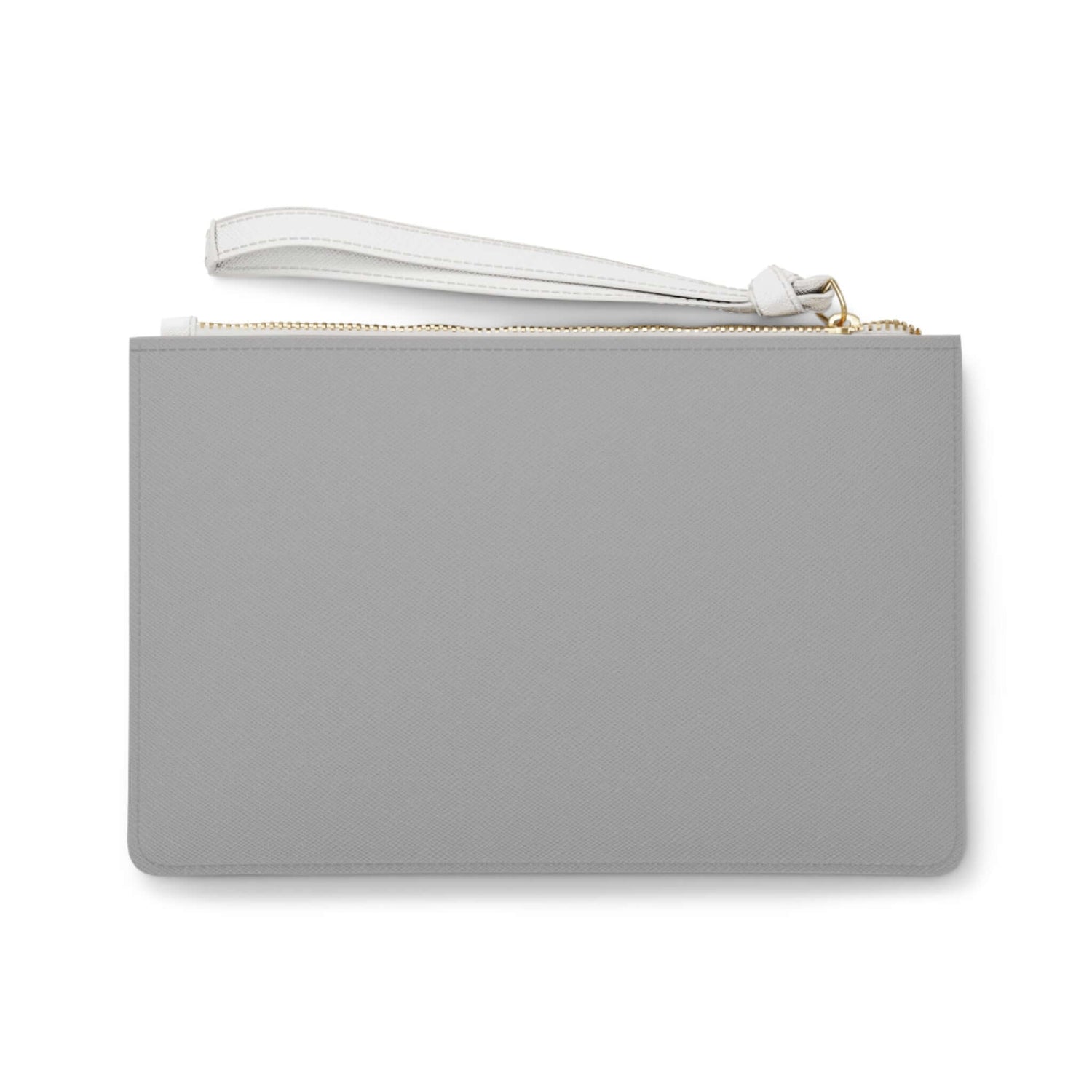 E.UNNE Clutch Bag — Elegant Evening &amp; Day Bag in gray vegan leather with zip fastening and loop handle.