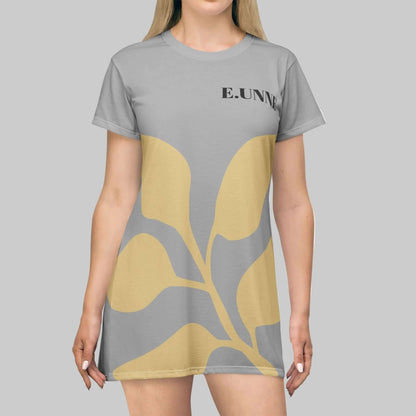 Leaf Print T-Shirt Dress — E.U.NNE Monogram Casual Summer Dress