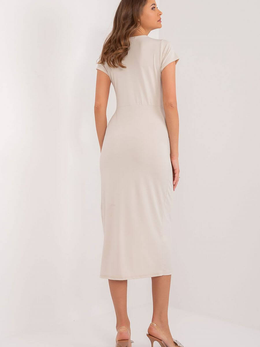 Elegant everyday daydress showcasing a smooth drape and sophisticated back view for versatile occasions.